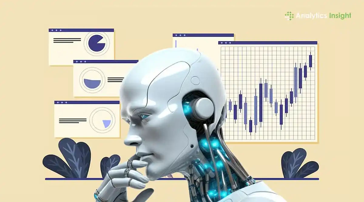 AI robot predicting the market trends.